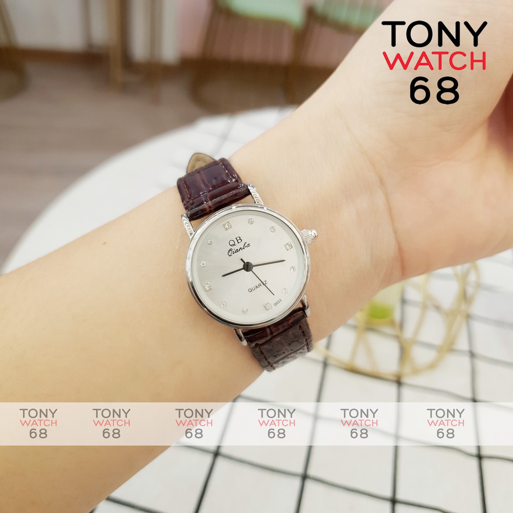 Đồng hồ nữ QB dây da viền bạc số ngọc szie 26mm sang chảnh chính hãng Tony Watch 68 | WebRaoVat - webraovat.net.vn