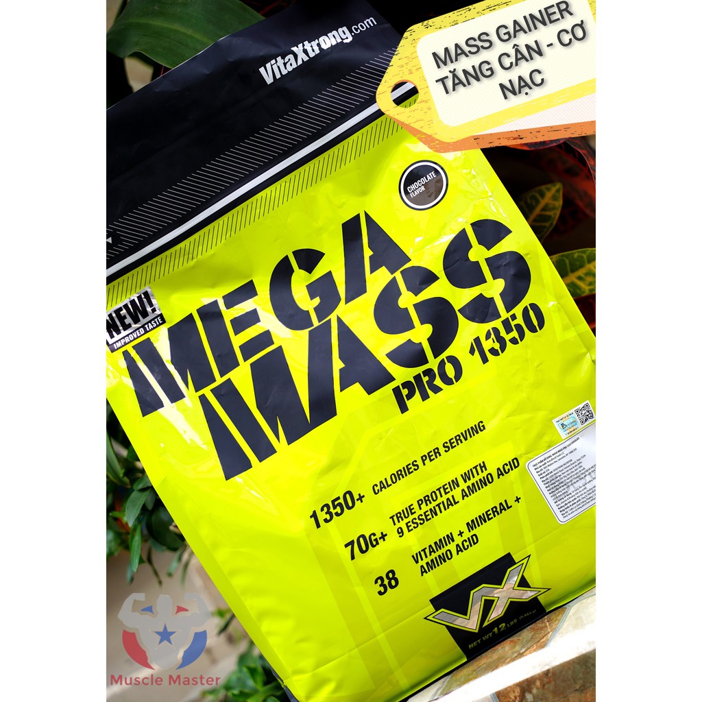 [TẶNG BÌNH] Thực Phẩm Bổ Sung Tăng Cân và Cơ Nạc VitaXtrong Mega Mass Xtreme 1350 5.4kg