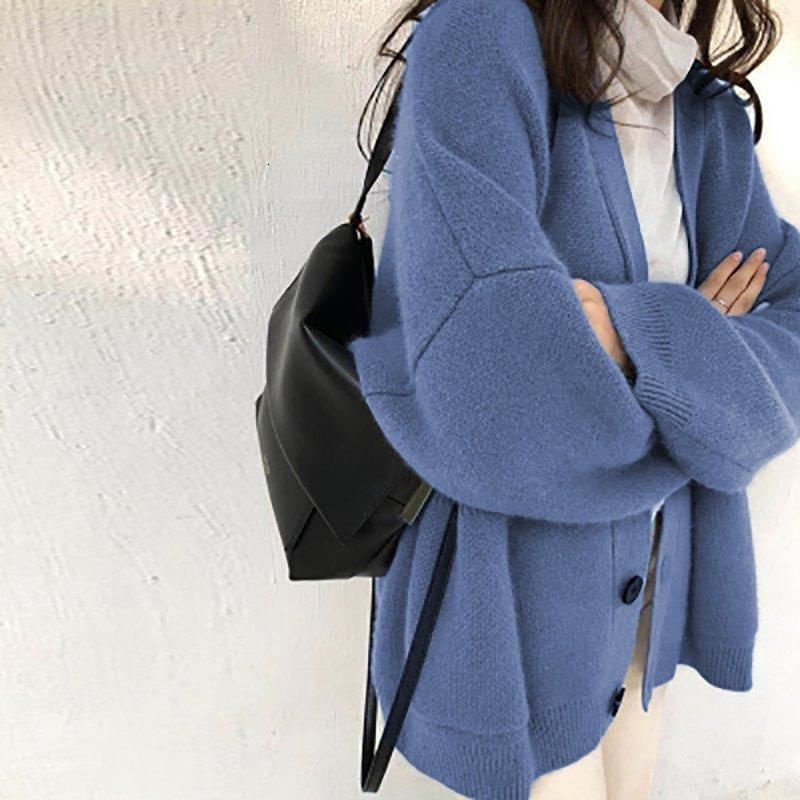 Áo khoác cardigan dệt kim tay dài màu trơn thiết kế thanh lịch cho nữ