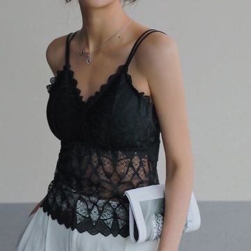 Lace sling beauty backless halter with no steel ring bottoming top with chest pad anti-empty vest female summer outwear camisole