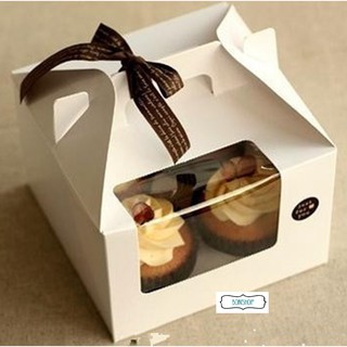 [HCC002] Hộp giấy cứng đựng 4 bánh cupcake có cửa sổ