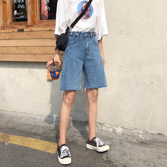 Quần short jeans lưng cao ống rộng thời trang cá tính | BigBuy360 - bigbuy360.vn