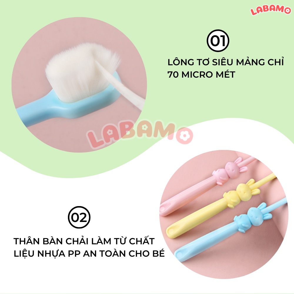 Bàn chải đánh răng cho bé lông tơ siêu mềm từ 18 tháng đến 6 tuổi LABAMO BCH01
