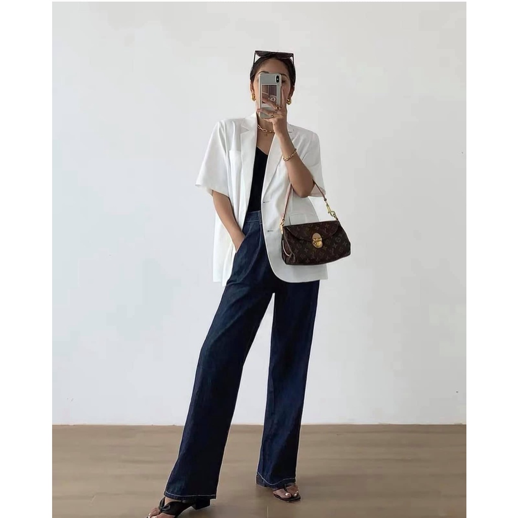 Áo BLAZER TAY NGẮN túi nắp, áo vest khoác ngoài trơn, áo vest 1 lớp style Hàn Quốc, QUYNHANHPUKA