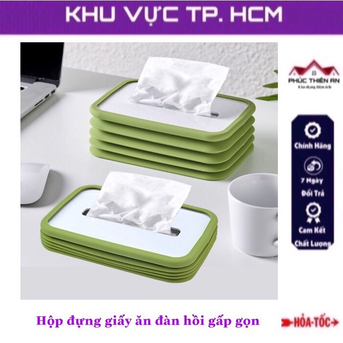 Hộp đựng giấy ăn đàn hồi gấp gọn, chất liệu Silicon siêu bền