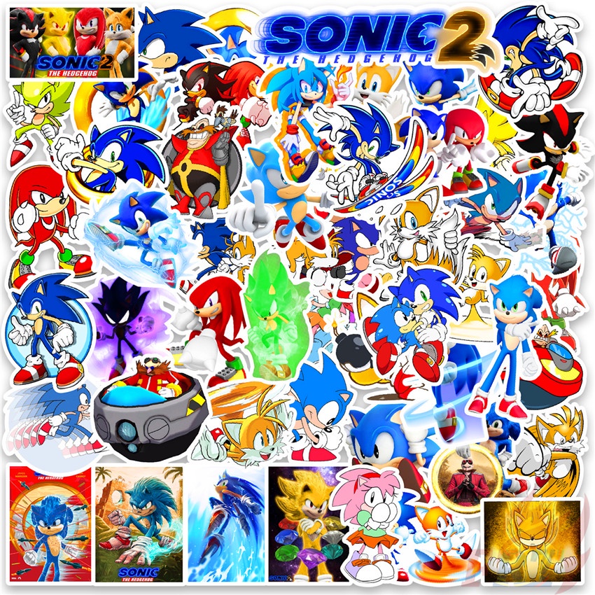 Bộ 50 Cái ☆ 02 Hình Dán Sonic the Hedgehog Series ☆ Miếng Dán Chống Thấm Nước Họa Tiết Graffiti Thời Trang