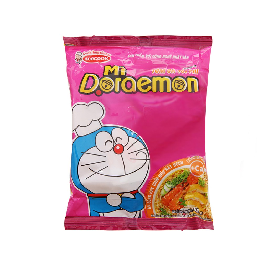 Mì Doraemon tôm gà tỏi phi lốc 5 gói x 63g