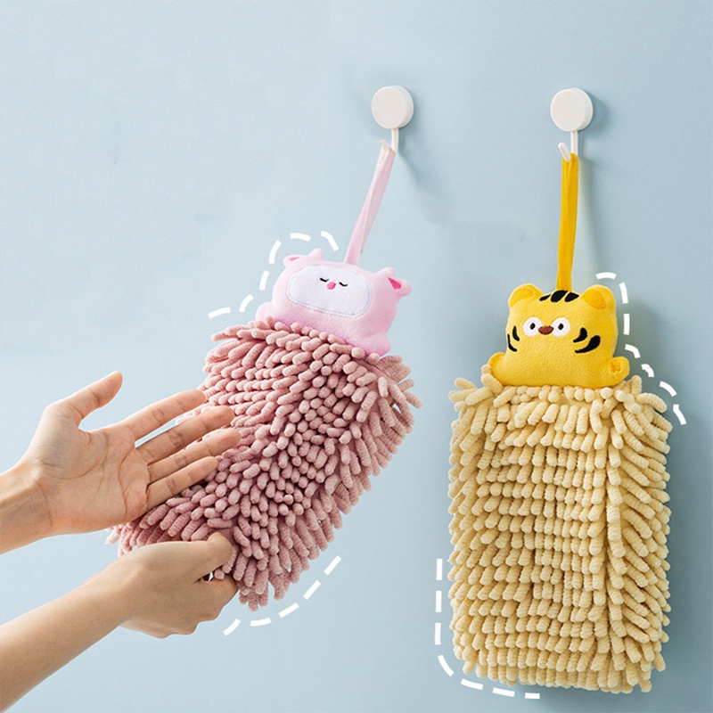 Khăn Lau Tay Dày Dặn Thấm Hút Nước Nhanh Khô Họa Tiết Hoạt Hình Dễ Thương