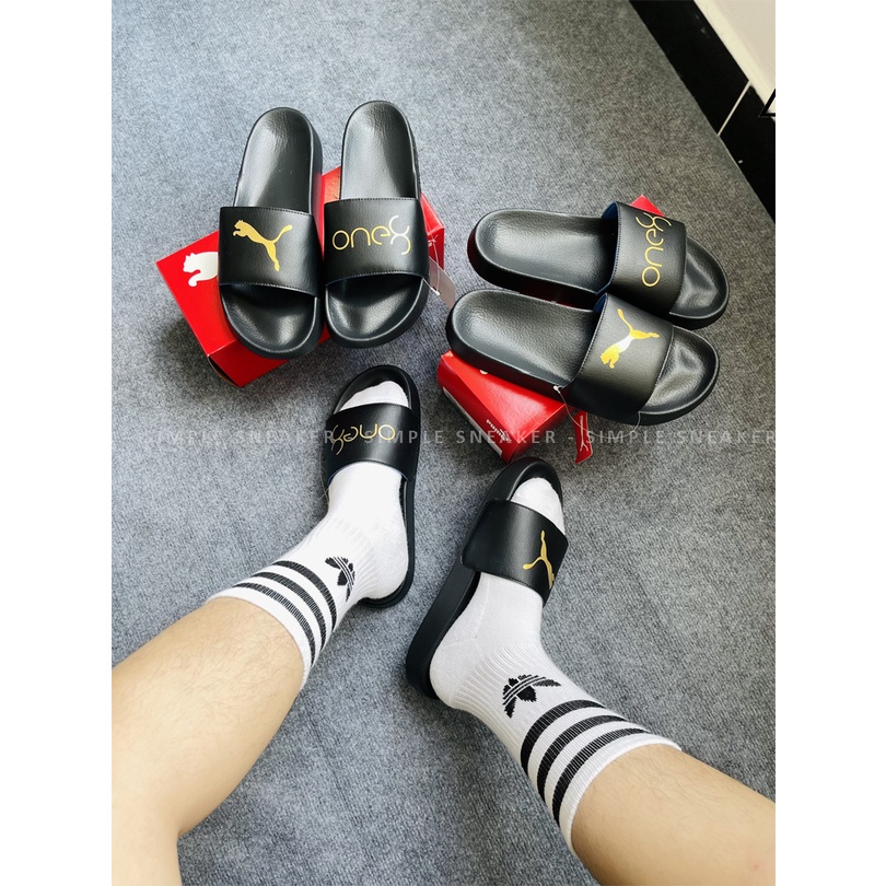 Dép Puma Leadcat One Black Gold 🔴HÀNG CHÍNH HÃNG🔴 Dép Quai Ngang Nam Nữ Thể Thao Êm Ái - Simple Sneaker