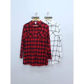 Q9483 & Q9484 - Đầm sơ mi Isable túi trước, phối caro ô vuông & Đầm sơ mi Isable túi trước phối ô vuông