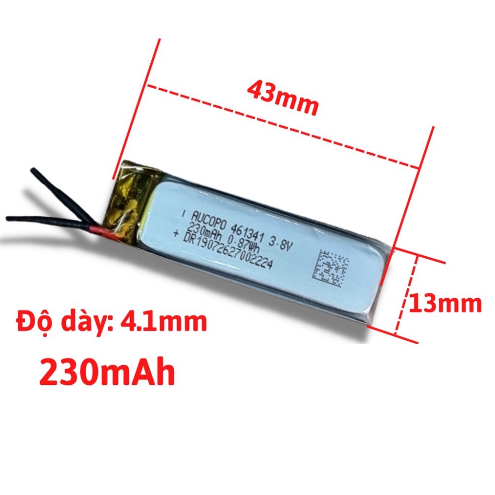Pin LiPo 3.8v 230mAh 43x13x4.1MM Hãng AUCOPO Xuất Hàn chế pin headphone led - Shop Huyền Trang