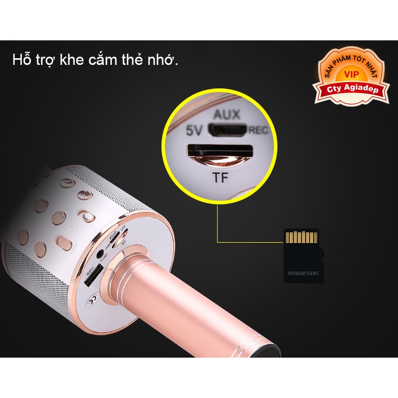 Mic micro hát karaoke cho điện thoại kết nối bluetooth S8 pin sạc