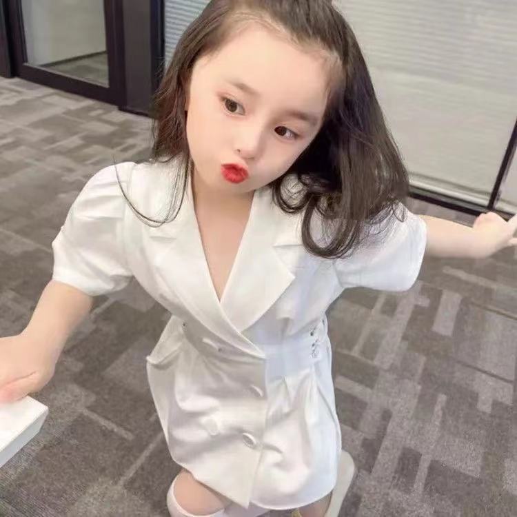 Đầm Công Chúa Tay Phồng Chiết Eo Phong Cách Phương Tây Cao Cấp Cho Bé Gái