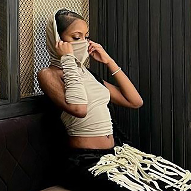 Áo Tay Dài Hở Lưng Xếp Ly Thời Trang Đường Phố Cho Nữ