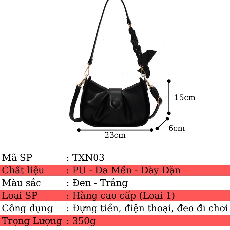 Túi xách nữ kẹp nách quấn khăn dây nơ đeo vai cao cấp SONASI TXN003