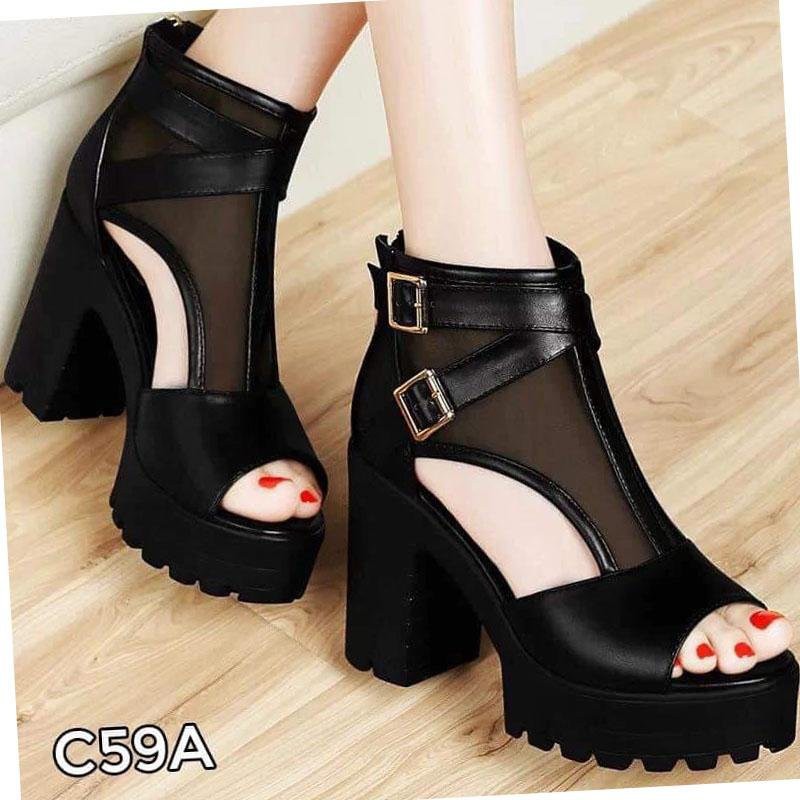 Giày Sandal Nữ Cao Gót Đế Vuông Thời Thượng Sang Trọng. Gót Cao Từ 5P Đến 10P