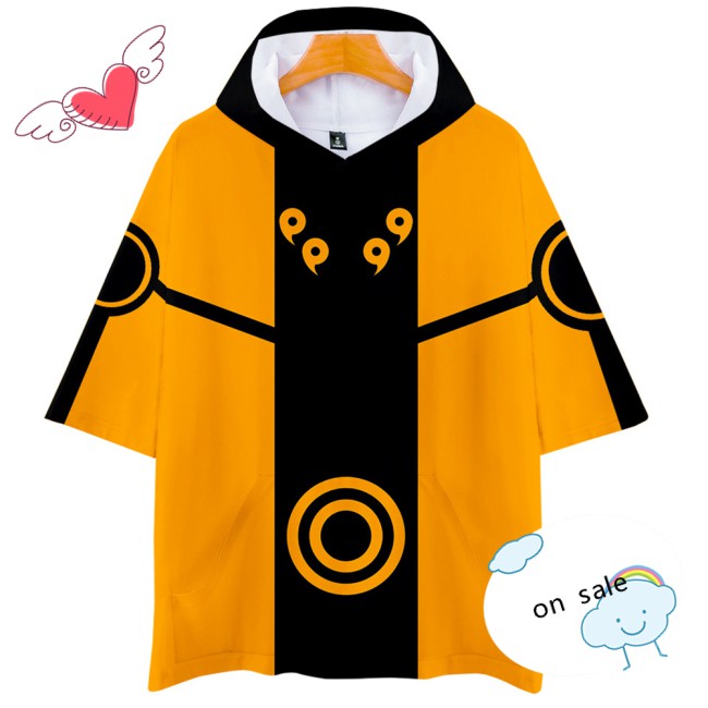 Áo Hoodie Unisex Tay Ngắn In Hình Naruto 3d Thời Trang