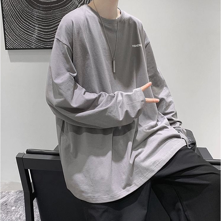 Áo thun tay dài cổ tròn in chữ thời trang unisex size m-3xl