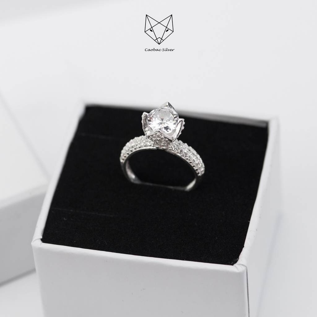 Nhẫn Bạc Ta Đính Đá Cao Cấp  CaoBac Silver Vương Miện Kim Cương Nhân Tạo Sang Trọng Dành Tặng Riêng Cho Bạn Gái