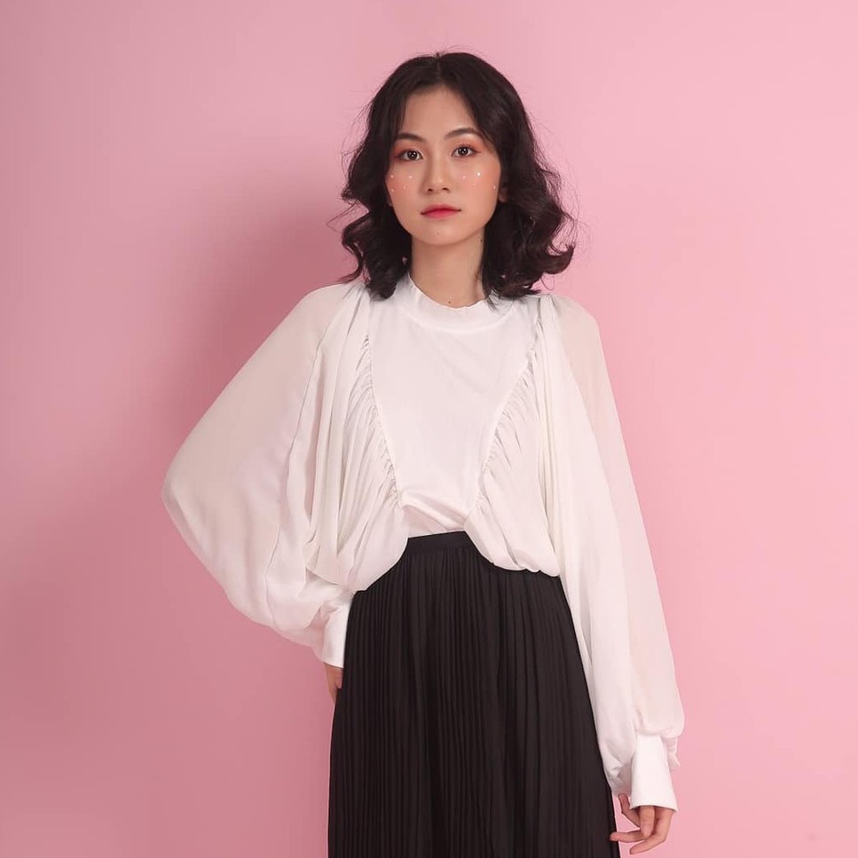 ÁO TAY BỒNG - LISA SHIRT - ÁO TAY VOAN BỒNG CÁCH ĐIỆU 2 BÊN - A0010