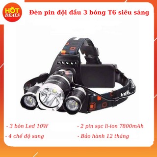 Đèn pin đội đầu 3 bóng T6 siêu sáng