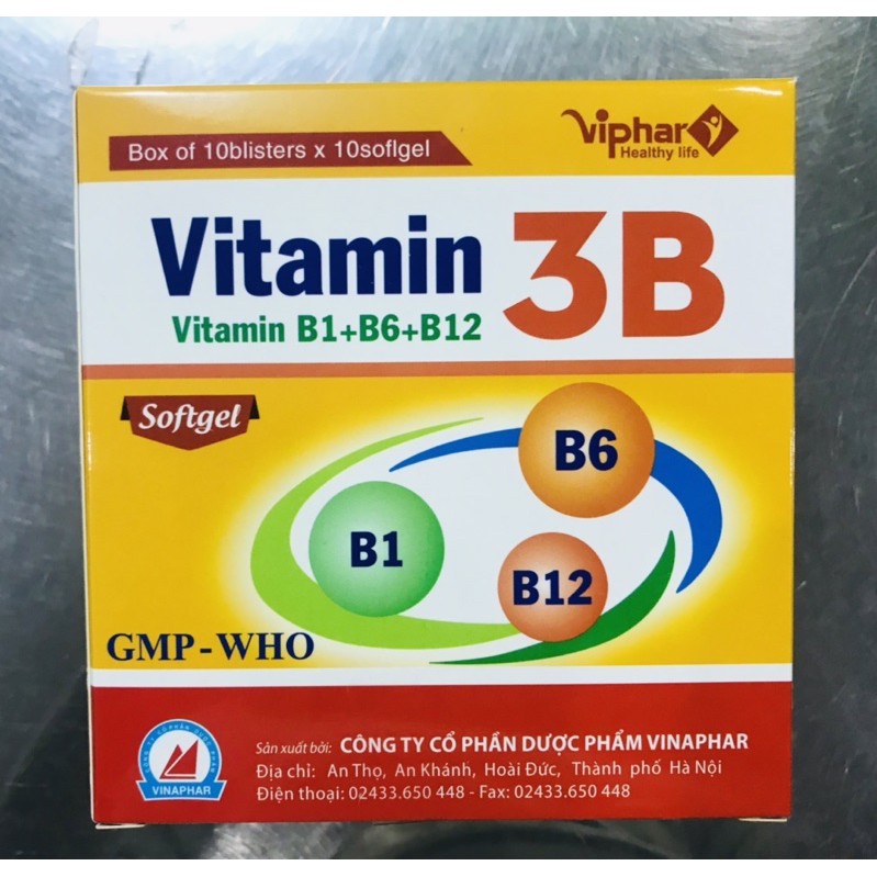 Vitamin 3B B1-B6-B12  Vinaphar - Dự phòng tình trạng thiếu hụt Vitamin nhóm B