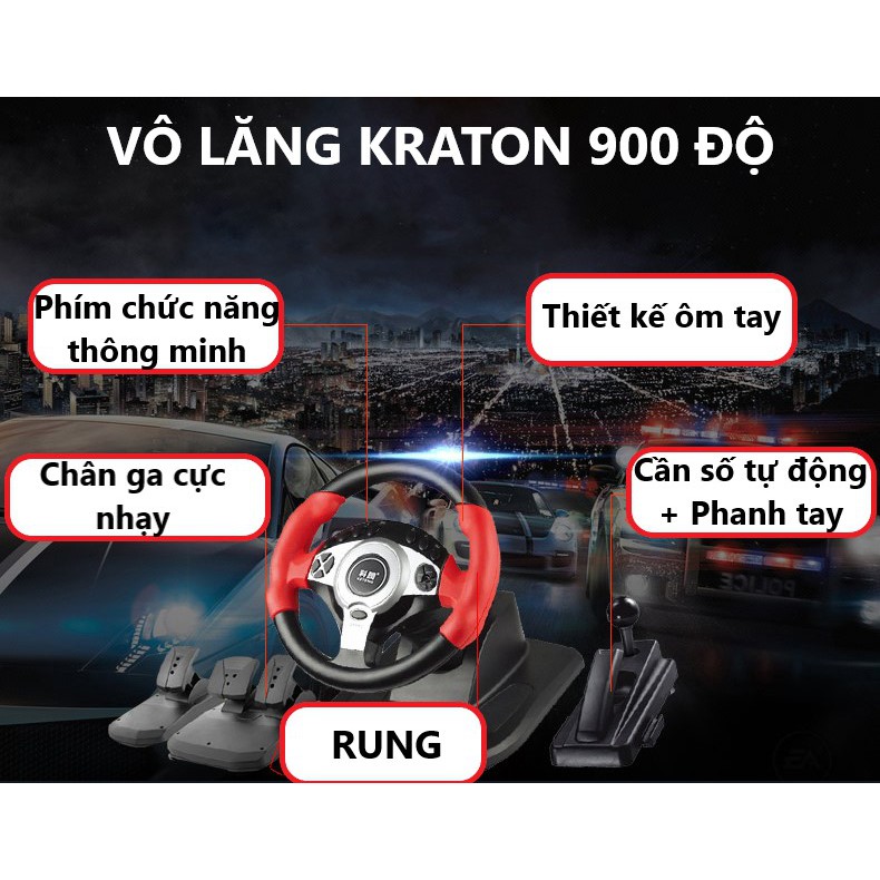 Vô lăng chơi game KETENG KRATON 900 độ | Học lái xe |PC/PS3/PS4 | Bảo hành 12 tháng | Phù hợp mọi loại game | BigBuy360 - bigbuy360.vn