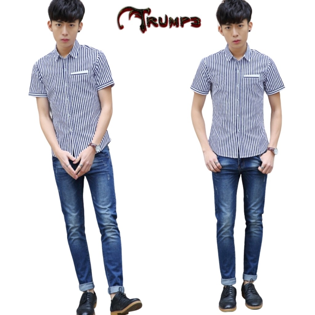 Áo Sơ Mi Nam Ngắn Tay H&H-SMPT07 Phối Túi Giả Form Slimfit Chất Kate Mềm Mịn Không Nhăn Phai -2 màu #8
