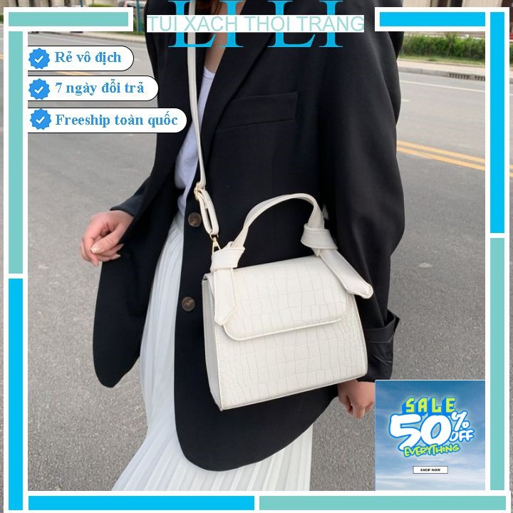 Túi xách nữ công sở 💖 Túi đeo chéo thời trang dáng công sở tay cầm thiết kế lạ mắt! J7607 (có ảnh thật)