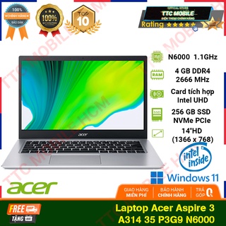 Máy tính xách tay | laptop acer aspire 3 a314 35 p3g9 n6000/4gb/256gb/win11