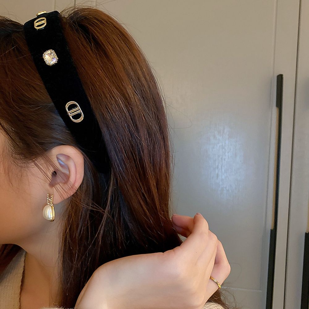 Cài tóc vải nhung họa tiết chữ D phong cách Hàn Quốc dễ thương thời trang thu đông cho nữ