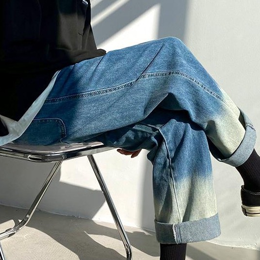 Quần jeans ống rộng suông thời trang cho nam nữ phong cách thời trang Harajuku tuổi trẻ