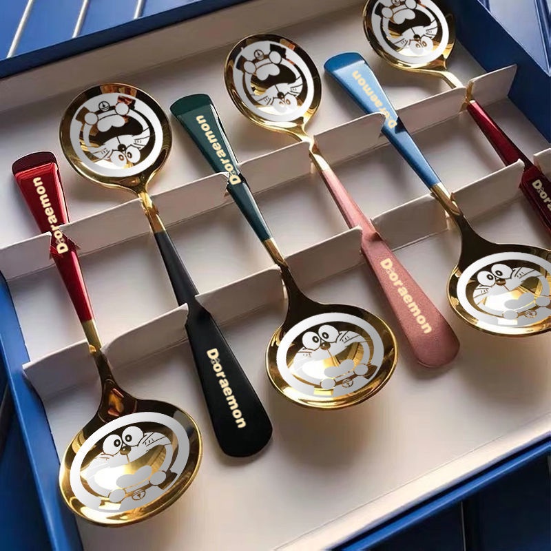 Muỗng xingba bằng thép không gỉ muỗng Ins Hàn Quốc Sáng Tạo gia dụng muỗng đầu tròn Nữ thần dễ thươn