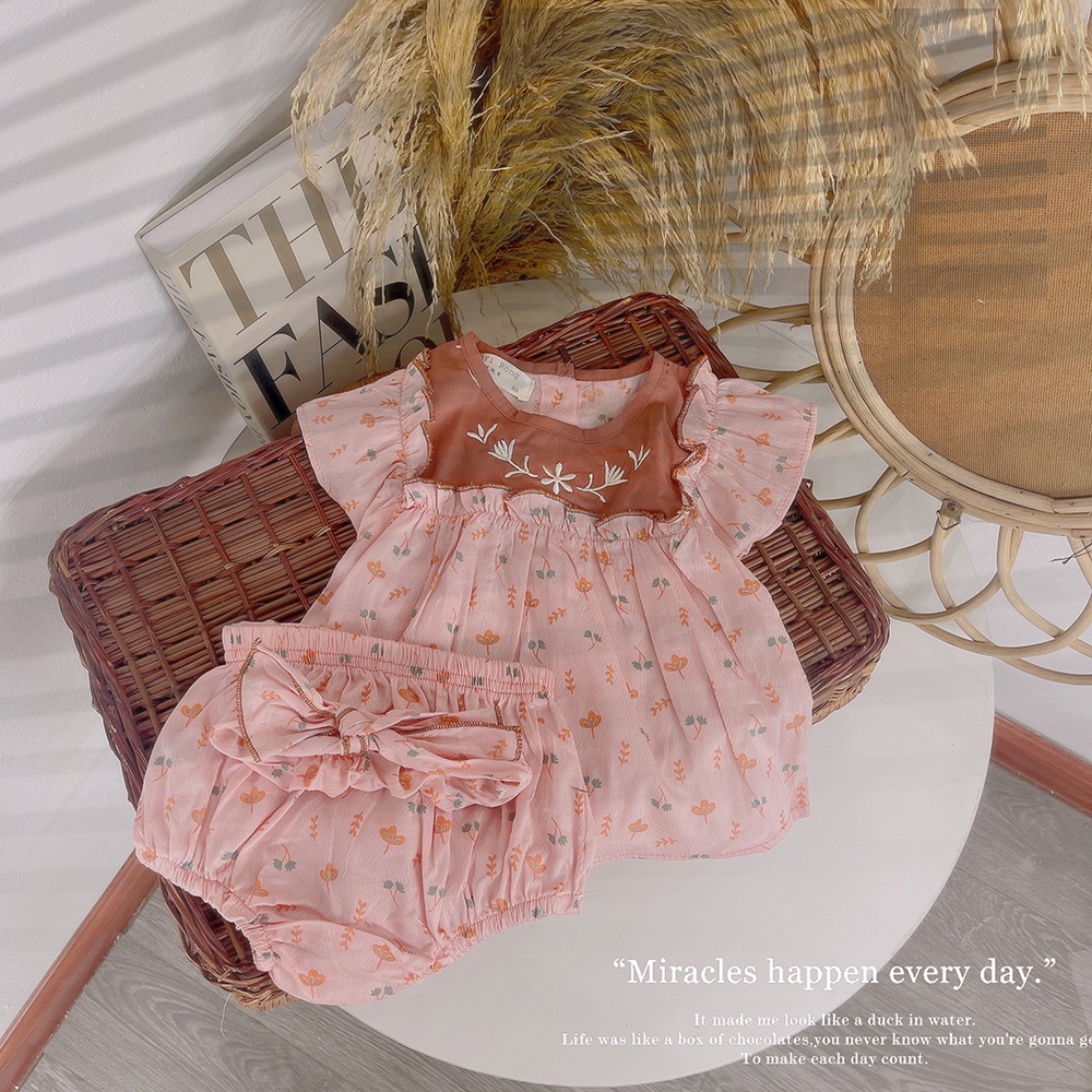 Set Váy Cho Bé Gái Baby Doll Chất Liệu Line Xước Cánh Tiên Công Chúa Size 6-16kg - Babi mama HM03