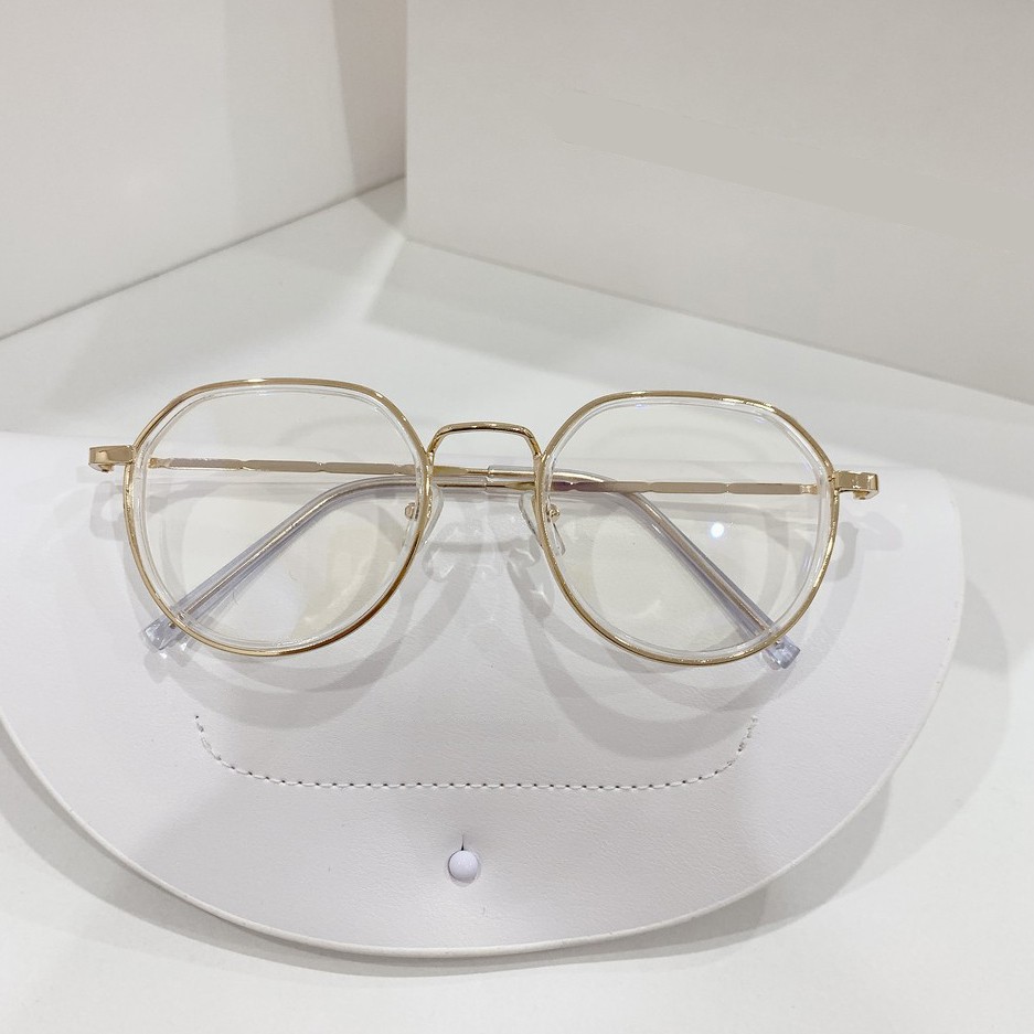 Gọng kính cận nữ khung viền kim loại kính giả cận hàn quốc