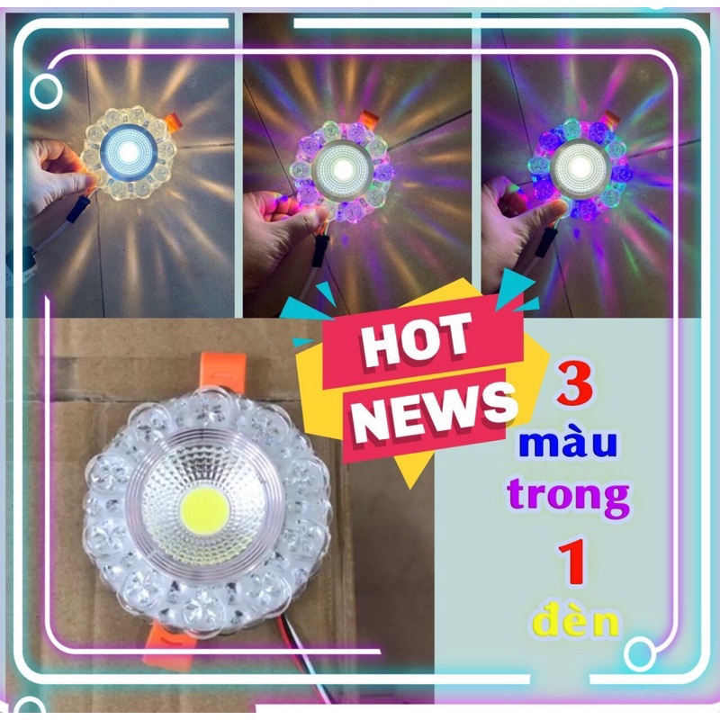 Đèn âm Trần viền màu 6w 3 chế độ đèn trần Downlight