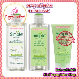 [Auth-Date mới] Combo Simple - Sữa rửa Mặt, Toner, Tẩy Trang Simple