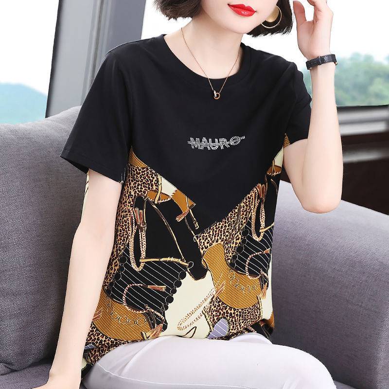Áo Thun Tay Ngắn Dáng Rộng Plus Size Cho Phụ Nữ Trung Niên