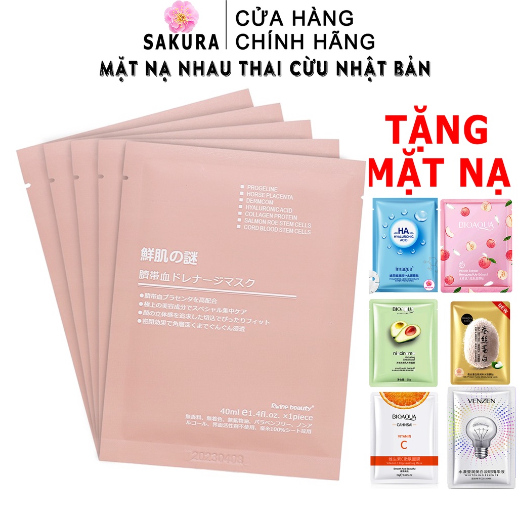 Mặt nạ nhau thai cừu Mask dưỡng ẩm cấp nước trắng da chống lão hoá bổ sung collagen tế bào gốc Nhật Bản SAKURA 40ml