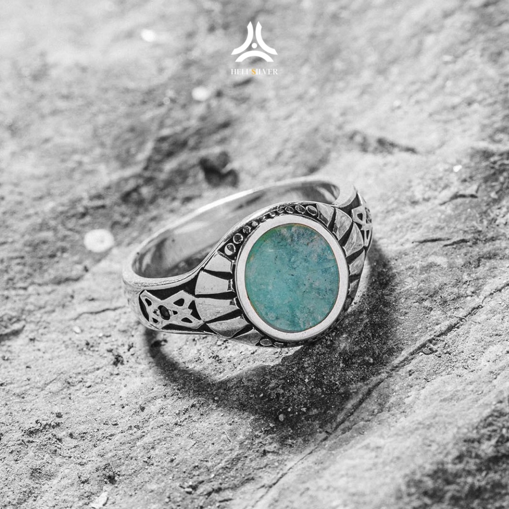 Nhẫn bạc nam HeliSilver Gothic Amazonite Helios Original S925