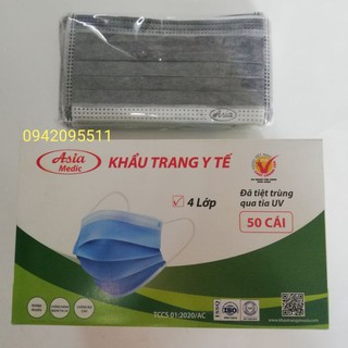 Khẩu trang y tế 4 lớp than hoạt tính ASIA đạt chuẩn chất lượng - Hàng chính hãng công ty - Hộp 50 cái