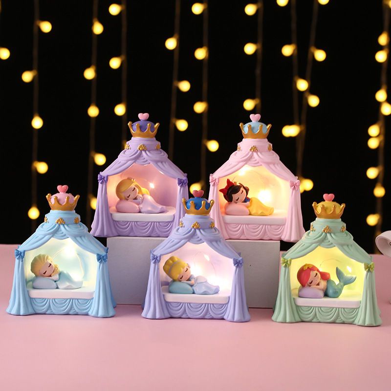 Disney Đèn Ngủ Hình Công Chúa Elsa / Nàng Tiên Cá / Lâu Đài Xinh Xắn Trang Trí Phòng Bé Gái