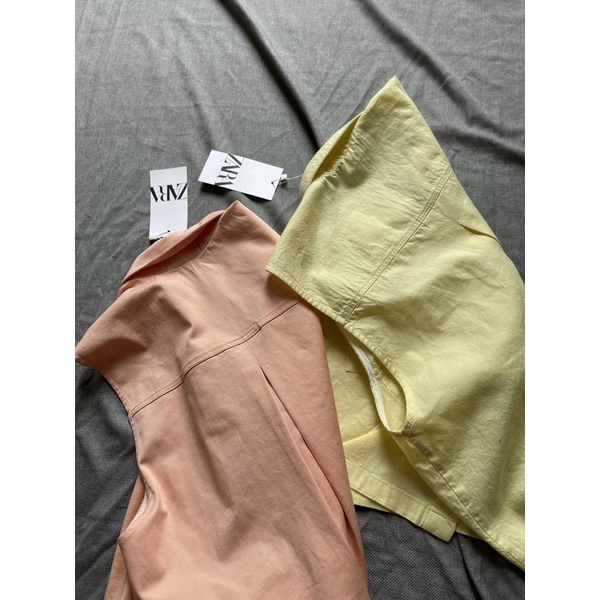 Áo cổ bẻ dáng suông rút dây. Hình thật shop chụp cận vải