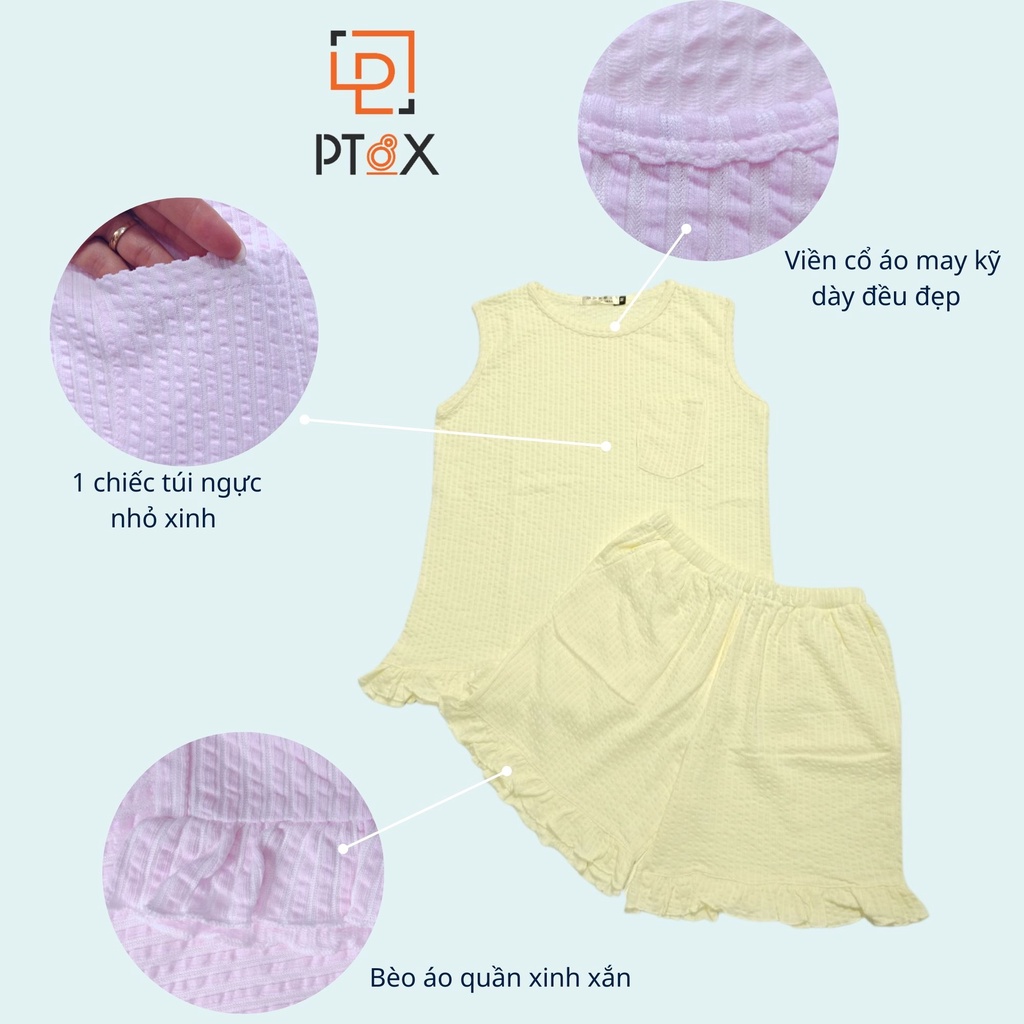 Đồ bộ nữ mặc nhà sát nách mix bèo phối túi ngực chất cotton xốp thông hơi thoáng mát cao cấp PT8X