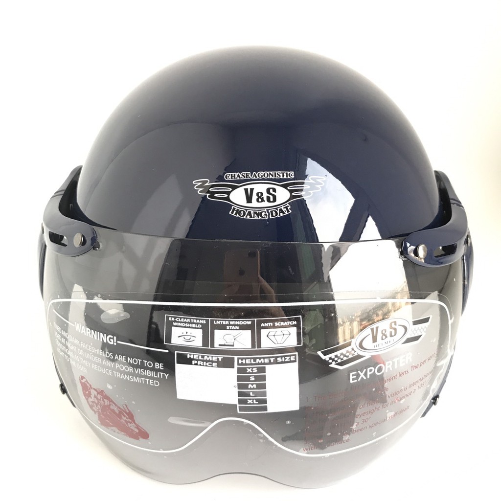 Mũ bảo hiểm nửa đầu có kính V&amp;S Helmet - VS105K - Xanh than bóng