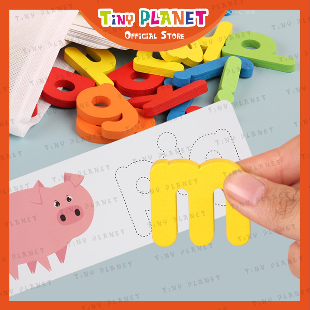 Bộ thẻ 56 từ flashcards kèm chữ cái gỗ dạy bé học từ vựng tiếng Anh Treehole giáo dục sớm Montessori