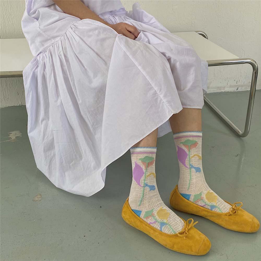 MOCHO Vớ Cotton Thoáng Khí Họa Tiết Hoa Phong Cách Nhật Bản