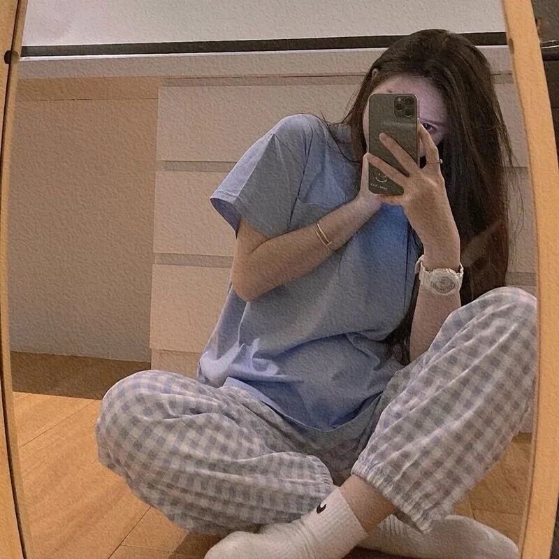 bộ kẻ dài ulzzang 3 màu . set đồ ngủ dành cho nữ 3 màu hồng , tím , xanh | BigBuy360 - bigbuy360.vn