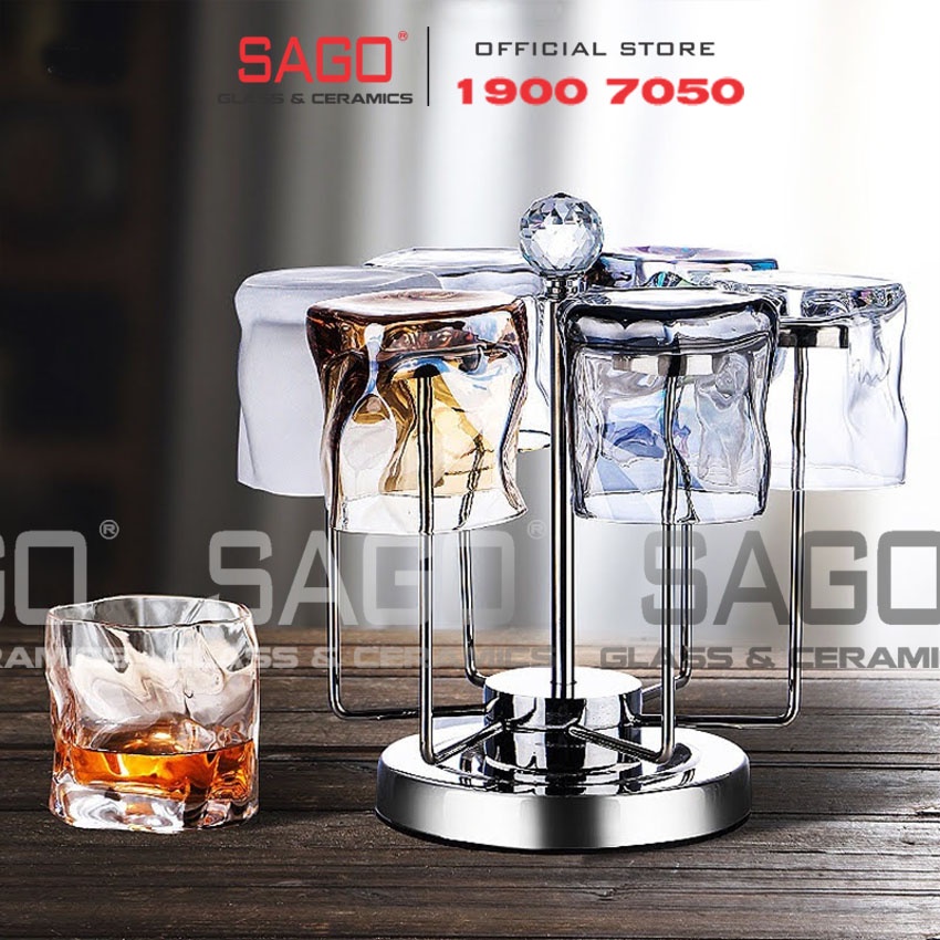Ly Thủy Tinh Apple Green Wave Shiny whisky Glass 280ml | Tùy Chọn Màu