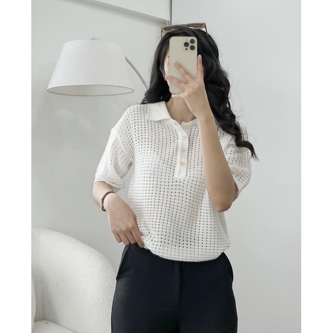 ÁO SƠMI NGẮN TAY MONTAGI LƯỚI CROPTOP thiết kế độc lạ form áo rộng style hàn quốc